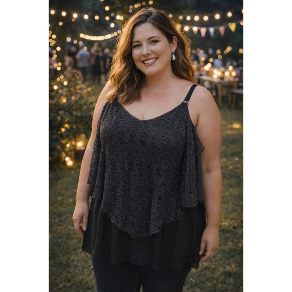 Torrid Black Lace Overlay Cami top size 2
